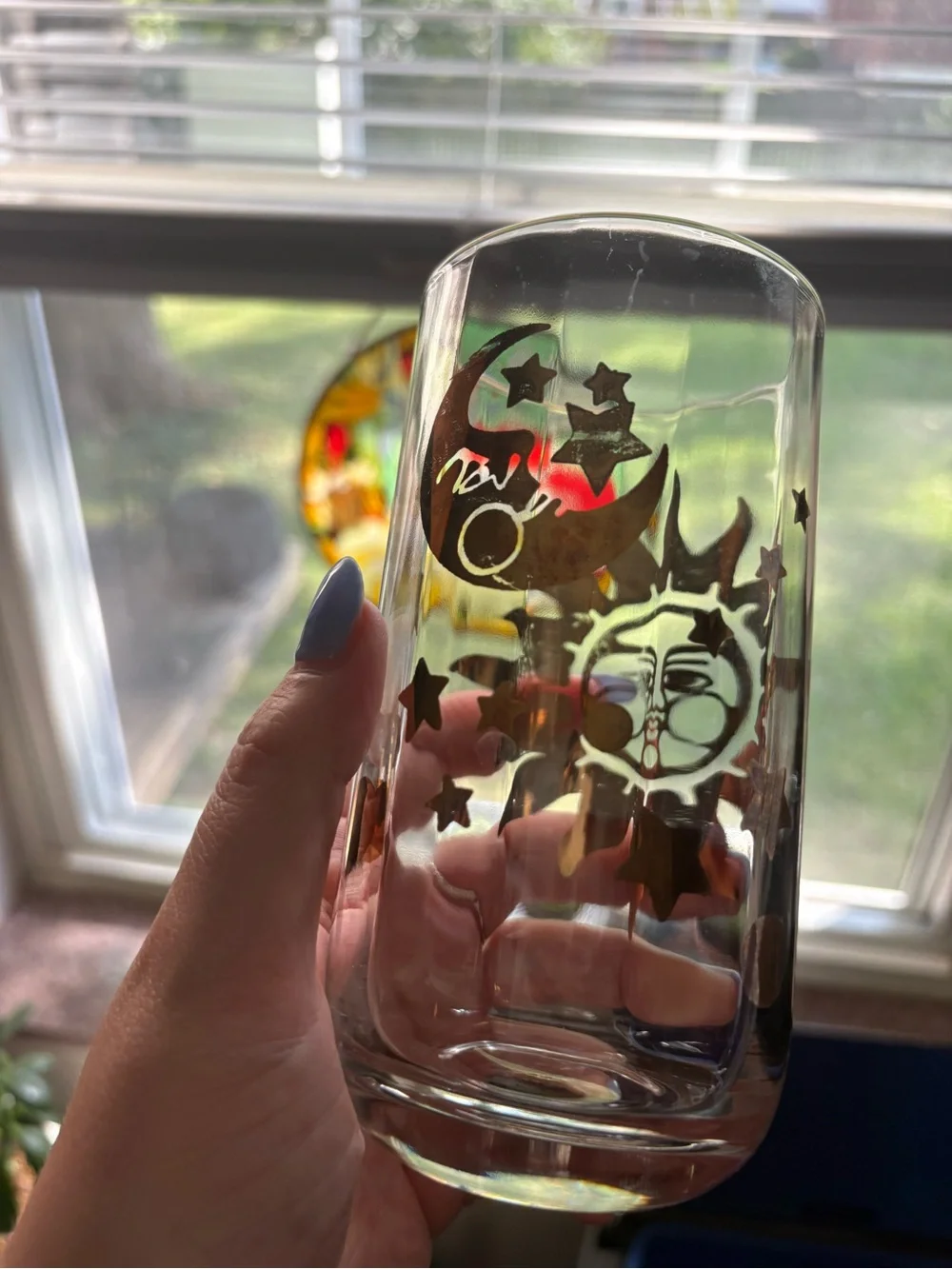Vintage Italy Sun Moon And Stars Glass